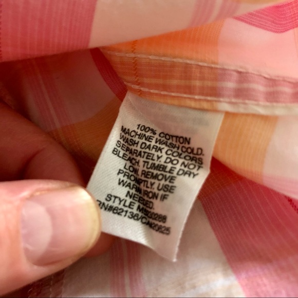 Guess Shirt Women’s S Button Down Pink Plaid Pastel Western Long Sleeve Colorful - Picture 5 of 8